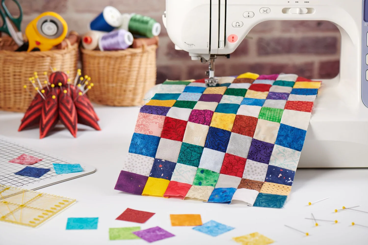 Colorful handmade quilt
